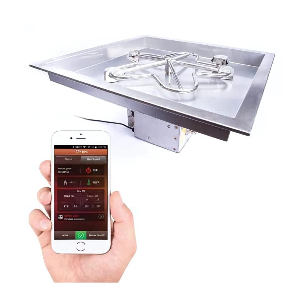 HPC Square Bowl Gas Fire Pit Insert With Hi/Lo Electronic Ignition And Standard Burner 4 HPC Square Bowl Gas Fire Pit Insert With Hi/Lo Electronic Ignition And Standard Burner - Image 4